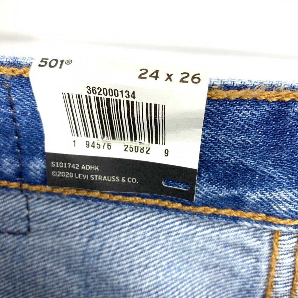 Levi's Jeans 501 Womens 24 Cropped Straight Leg Blue Striped Button Fly NWT - Picture 4 of 9